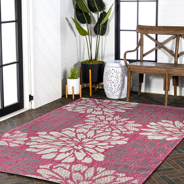 Zinnia Modern Floral Textured Weave Indoor/outdoor Area Rug